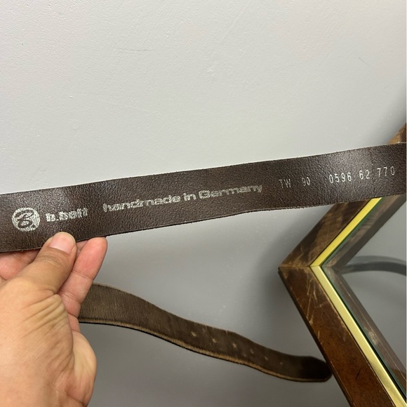 Y2k B.Belt Trim 90cm M Leather Beaded Hand made in Germany Buckle Silver BB0596 - Picture 5 of 13